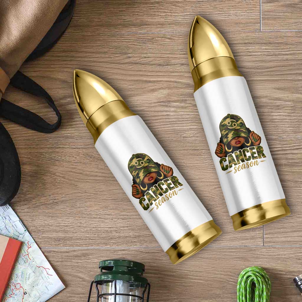 Zodiac Queen Cancer Season Retro Camo Camouflage Graphic Bullet Tumbler June July Horoscope Birthday Gift Melanin Women