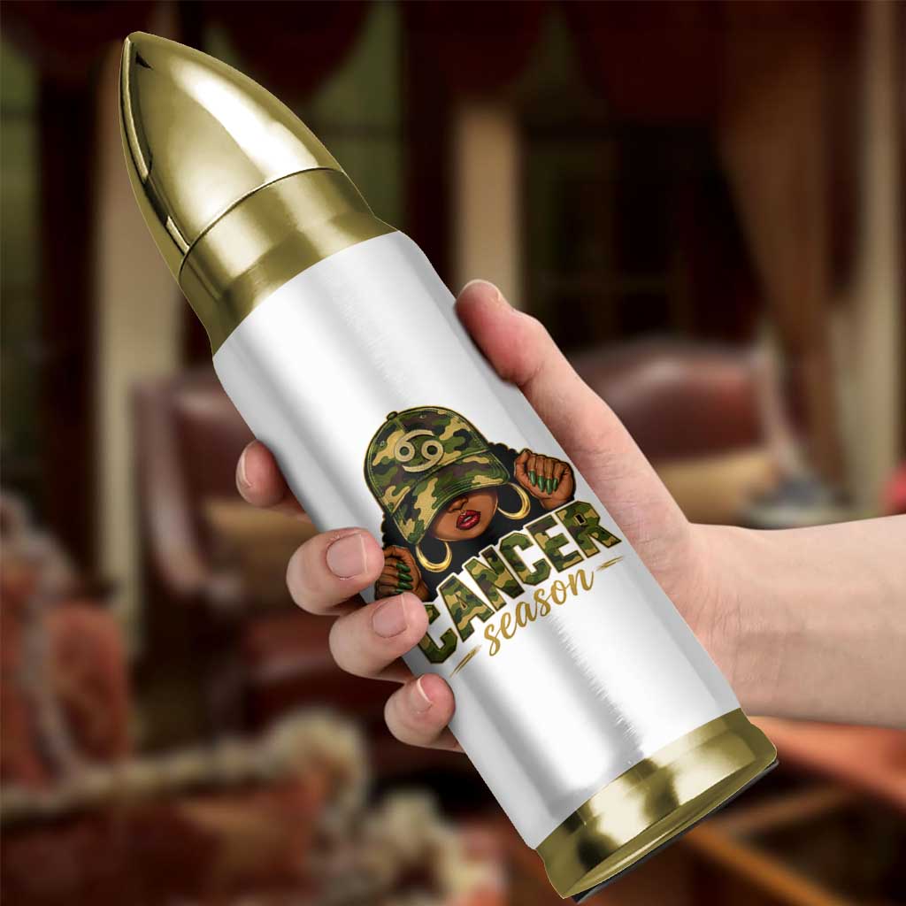 Zodiac Queen Cancer Season Retro Camo Camouflage Graphic Bullet Tumbler June July Horoscope Birthday Gift Melanin Women
