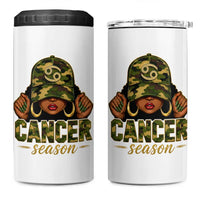 Zodiac Queen Cancer Season Retro Camo Camouflage Graphic 4 in 1 Can Cooler Tumbler June July Horoscope Birthday Gift Melanin Women