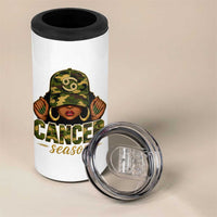 Zodiac Queen Cancer Season Retro Camo Camouflage Graphic 4 in 1 Can Cooler Tumbler June July Horoscope Birthday Gift Melanin Women