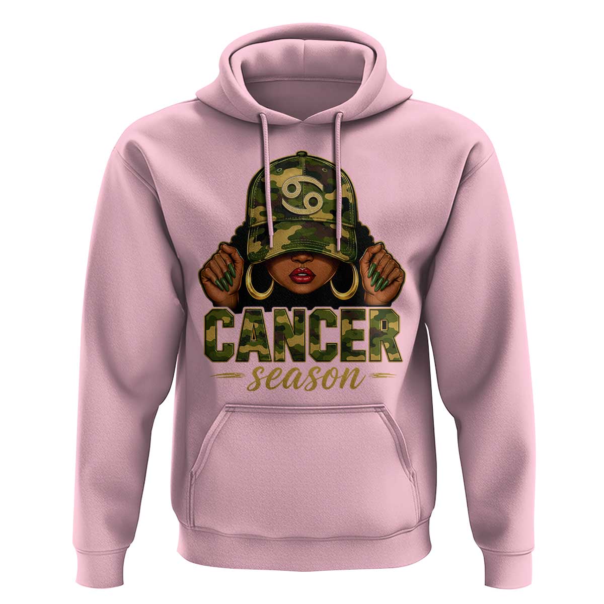 Zodiac Queen Cancer Season Retro Camo Camouflage Graphic Hoodie June July Horoscope Birthday Gift Melanin Women