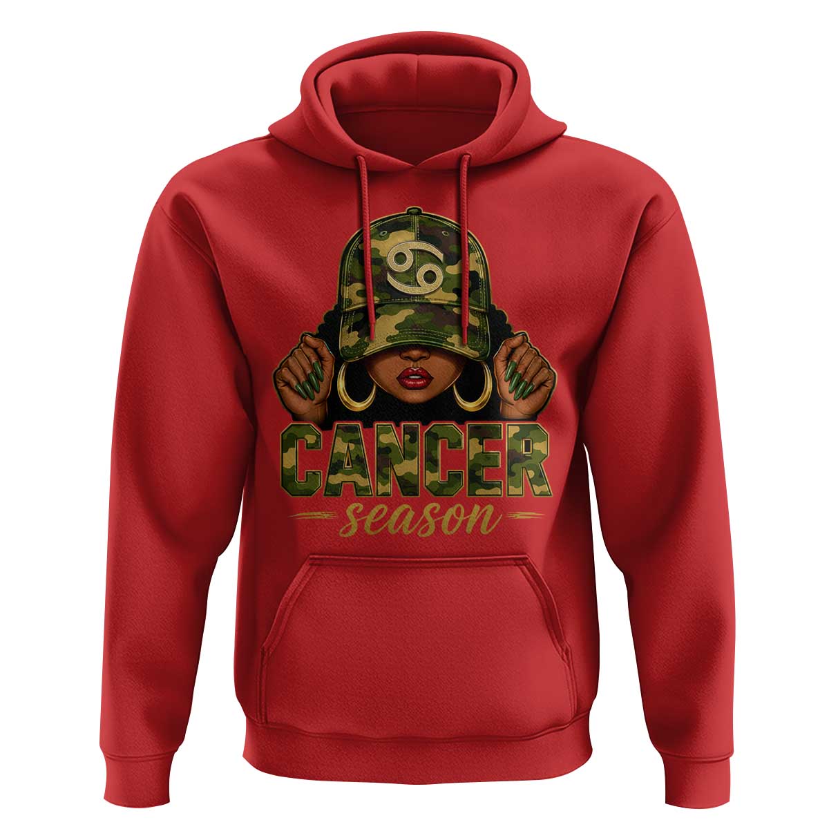 Zodiac Queen Cancer Season Retro Camo Camouflage Graphic Hoodie June July Horoscope Birthday Gift Melanin Women