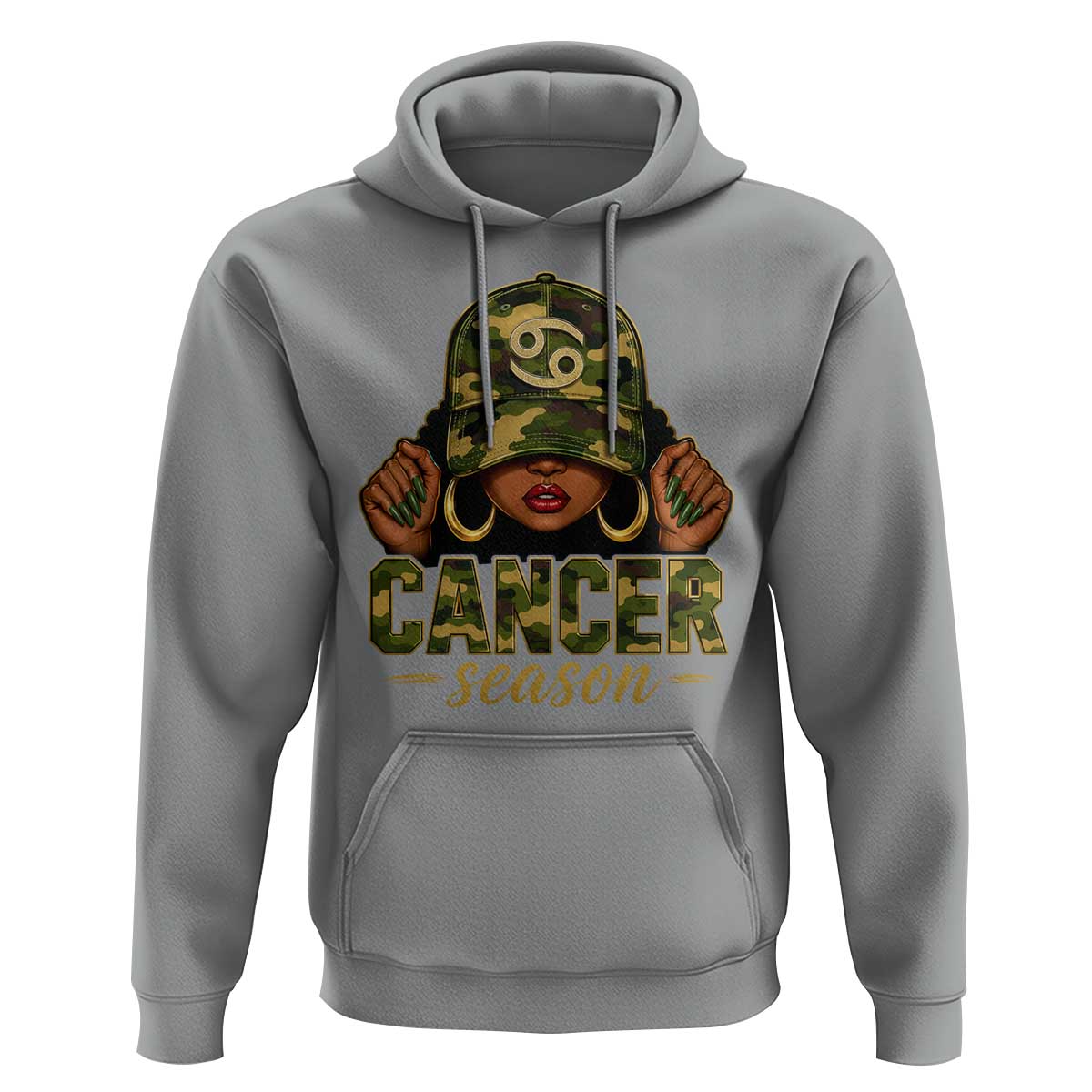 Zodiac Queen Cancer Season Retro Camo Camouflage Graphic Hoodie June July Horoscope Birthday Gift Melanin Women
