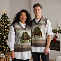 Zodiac Queen Cancer Season Retro Camo Camouflage Graphic V-Neck Knit Sweater Vest June July Horoscope Birthday Gift Melanin Women