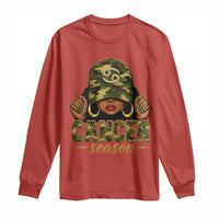Zodiac Queen Cancer Season Retro Camo Camouflage Graphic Long Sleeve Shirt June July Horoscope Birthday Gift Melanin Women