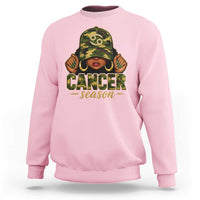 Zodiac Queen Cancer Season Retro Camo Camouflage Graphic Sweatshirt June July Horoscope Birthday Gift Melanin Women