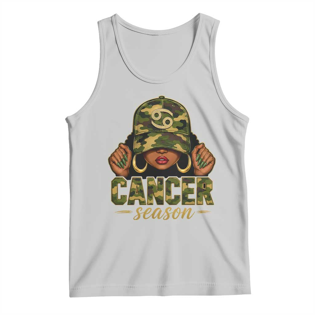 Zodiac Queen Cancer Season Retro Camo Camouflage Graphic Tank Top June July Horoscope Birthday Gift Melanin Women