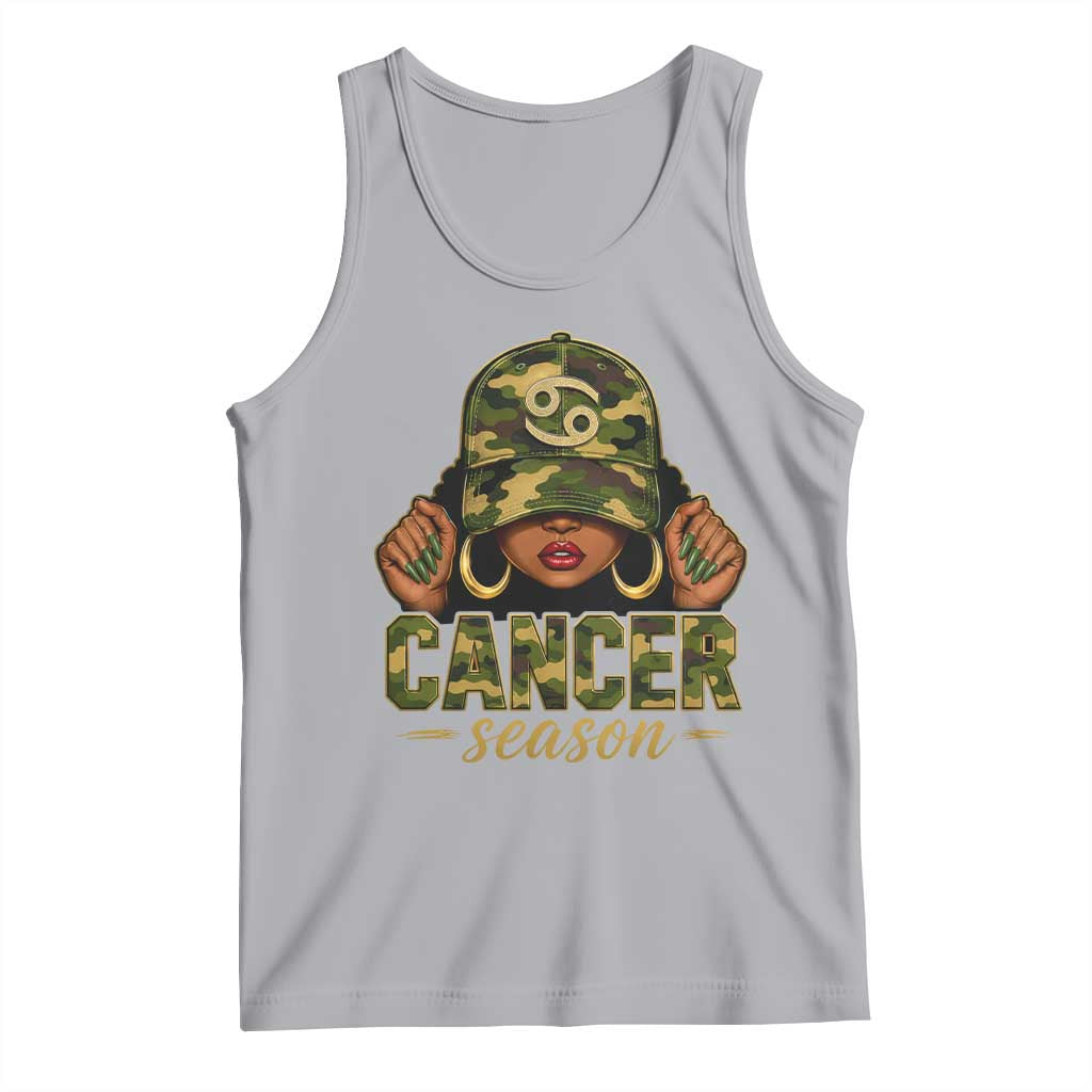 Zodiac Queen Cancer Season Retro Camo Camouflage Graphic Tank Top June July Horoscope Birthday Gift Melanin Women