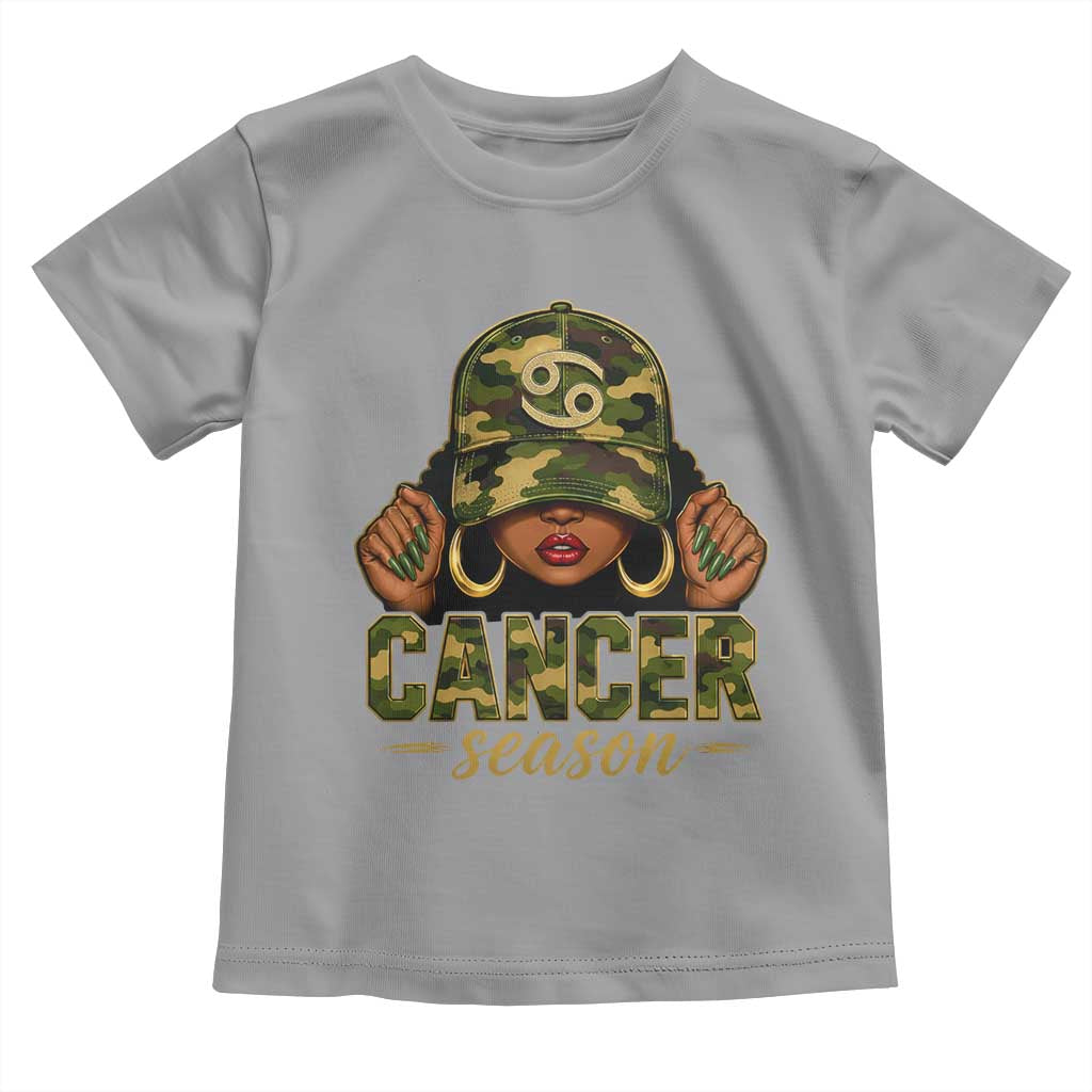 Zodiac Queen Cancer Season Retro Camo Camouflage Graphic Toddler T Shirt June July Horoscope Birthday Gift Melanin Women