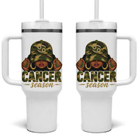 Zodiac Queen Cancer Season Retro Camo Camouflage Graphic Tumbler With Handle June July Horoscope Birthday Gift Melanin Women