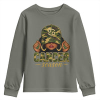 Zodiac Queen Cancer Season Retro Camo Camouflage Graphic Youth Sweatshirt June July Horoscope Birthday Gift Melanin Women