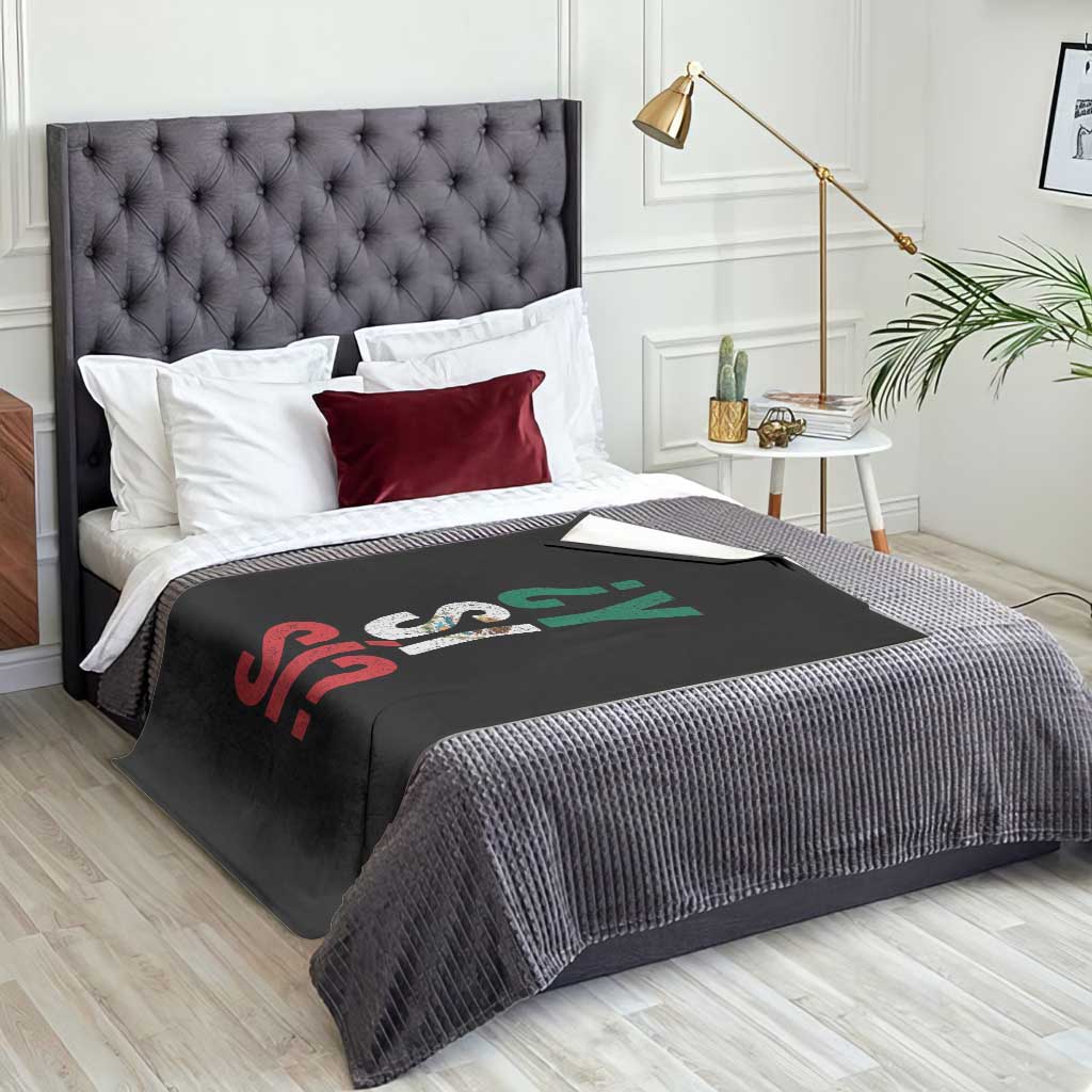 Y Si Si Vintage Mexican Flag Throw Blanket What If Spanish Slang Mexico Soccer Football Fans
