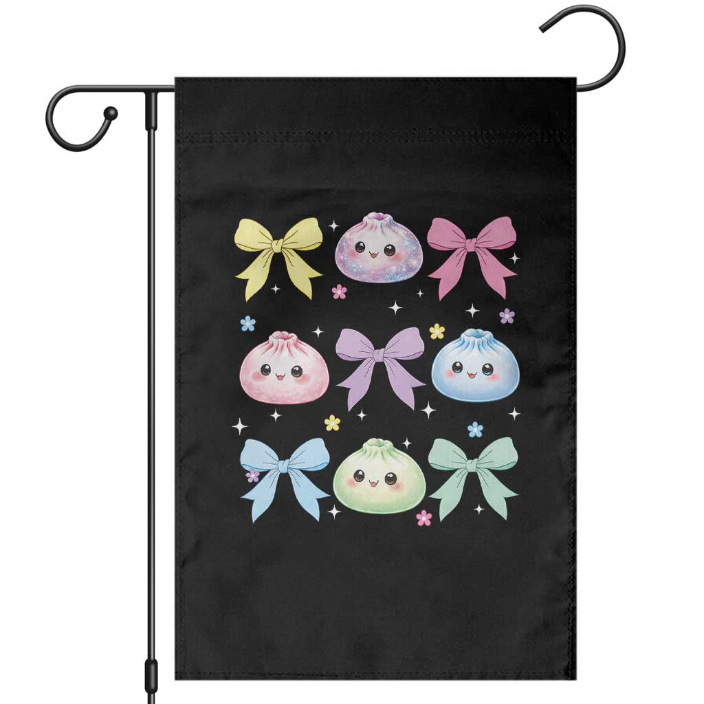 Kawaii Dumpling and Bows Aesthetic Graphic Garden Flag Cute Pastel Bao Dim Sum Coquette Aesthetic