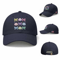 Kawaii Dumpling and Bows Aesthetic Graphic Baseball Cap Cute Pastel Bao Dim Sum Coquette Aesthetic