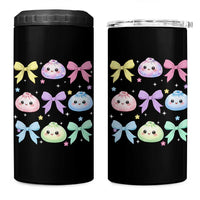 Kawaii Dumpling and Bows Aesthetic Graphic 4 in 1 Can Cooler Tumbler Cute Pastel Bao Dim Sum Coquette Aesthetic