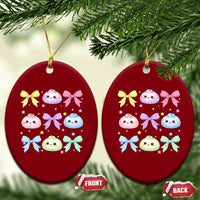 Kawaii Dumpling and Bows Aesthetic Graphic Ceramic Ornament Cute Pastel Bao Dim Sum Coquette Aesthetic