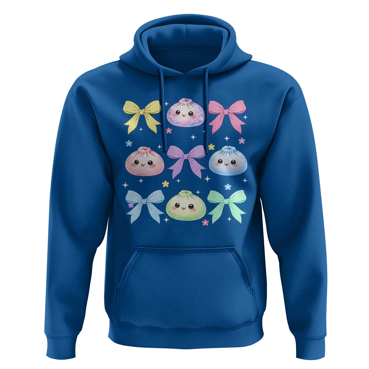 Kawaii Dumpling and Bows Aesthetic Graphic Hoodie Cute Pastel Bao Dim Sum Coquette Aesthetic