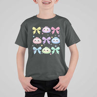 Kawaii Dumpling and Bows Aesthetic Graphic T Shirt For Kid Cute Pastel Bao Dim Sum Coquette Aesthetic