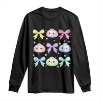 Kawaii Dumpling and Bows Aesthetic Graphic Long Sleeve Shirt Cute Pastel Bao Dim Sum Coquette Aesthetic