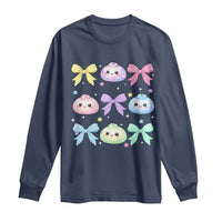 Kawaii Dumpling and Bows Aesthetic Graphic Long Sleeve Shirt Cute Pastel Bao Dim Sum Coquette Aesthetic