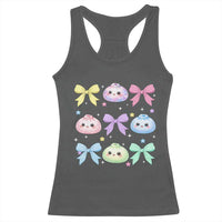 Kawaii Dumpling and Bows Aesthetic Graphic Racerback Tank Top Cute Pastel Bao Dim Sum Coquette Aesthetic