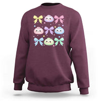 Kawaii Dumpling and Bows Aesthetic Graphic Sweatshirt Cute Pastel Bao Dim Sum Coquette Aesthetic