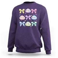 Kawaii Dumpling and Bows Aesthetic Graphic Sweatshirt Cute Pastel Bao Dim Sum Coquette Aesthetic