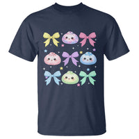 Kawaii Dumpling and Bows Aesthetic Graphic T Shirt Cute Pastel Bao Dim Sum Coquette Aesthetic