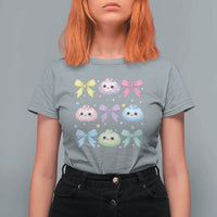 Kawaii Dumpling and Bows Aesthetic Graphic T Shirt For Women Cute Pastel Bao Dim Sum Coquette Aesthetic