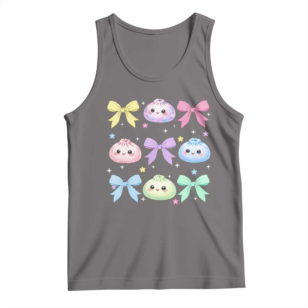 Kawaii Dumpling and Bows Aesthetic Graphic Tank Top Cute Pastel Bao Dim Sum Coquette Aesthetic