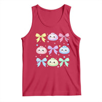 Kawaii Dumpling and Bows Aesthetic Graphic Tank Top Cute Pastel Bao Dim Sum Coquette Aesthetic