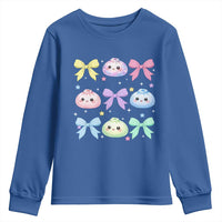 Kawaii Dumpling and Bows Aesthetic Graphic Youth Sweatshirt Cute Pastel Bao Dim Sum Coquette Aesthetic