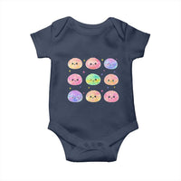 Kawaii Glitter Dumpling Face Grid Graphic Baby Onesie Cute Pastel Bao Emoji Expressions