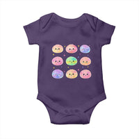 Kawaii Glitter Dumpling Face Grid Graphic Baby Onesie Cute Pastel Bao Emoji Expressions
