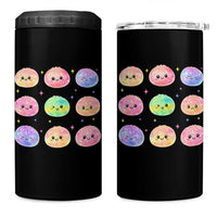 Kawaii Glitter Dumpling Face Grid Graphic 4 in 1 Can Cooler Tumbler Cute Pastel Bao Emoji Expressions