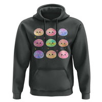 Kawaii Glitter Dumpling Face Grid Graphic Hoodie Cute Pastel Bao Emoji Expressions