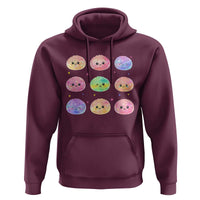 Kawaii Glitter Dumpling Face Grid Graphic Hoodie Cute Pastel Bao Emoji Expressions