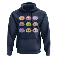Kawaii Glitter Dumpling Face Grid Graphic Hoodie Cute Pastel Bao Emoji Expressions