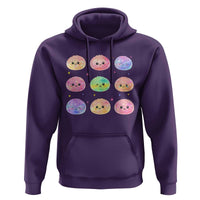 Kawaii Glitter Dumpling Face Grid Graphic Hoodie Cute Pastel Bao Emoji Expressions