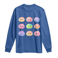 Kawaii Glitter Dumpling Face Grid Graphic Long Sleeve Shirt Cute Pastel Bao Emoji Expressions
