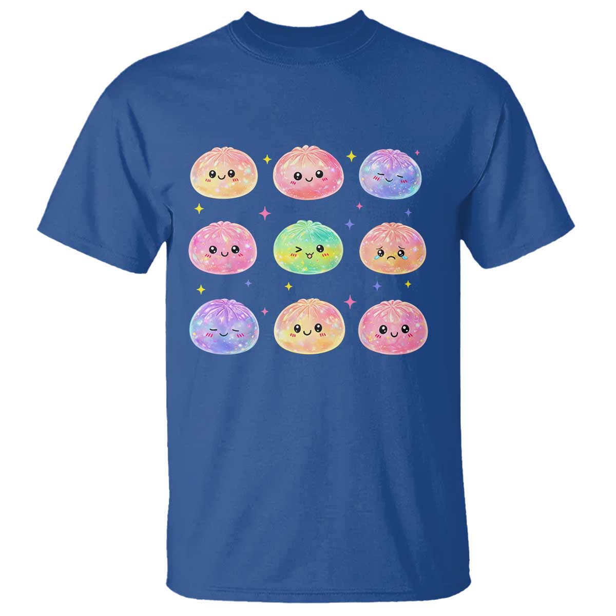 Kawaii Glitter Dumpling Face Grid Graphic T Shirt Cute Pastel Bao Emoji Expressions
