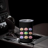 Kawaii Glitter Dumpling Face Grid Graphic Tumbler Cup Cute Pastel Bao Emoji Expressions