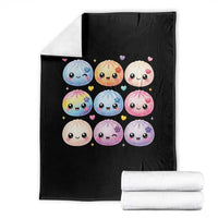 Kawaii Glitter Dumpling Bao Dim Sum Graphic Throw Blanket Cute Pastel Foodie Squishy Hearts and Flowers