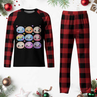 Kawaii Glitter Dumpling Bao Dim Sum Graphic Plaid Pajama Set Cute Pastel Foodie Squishy Hearts and Flowers