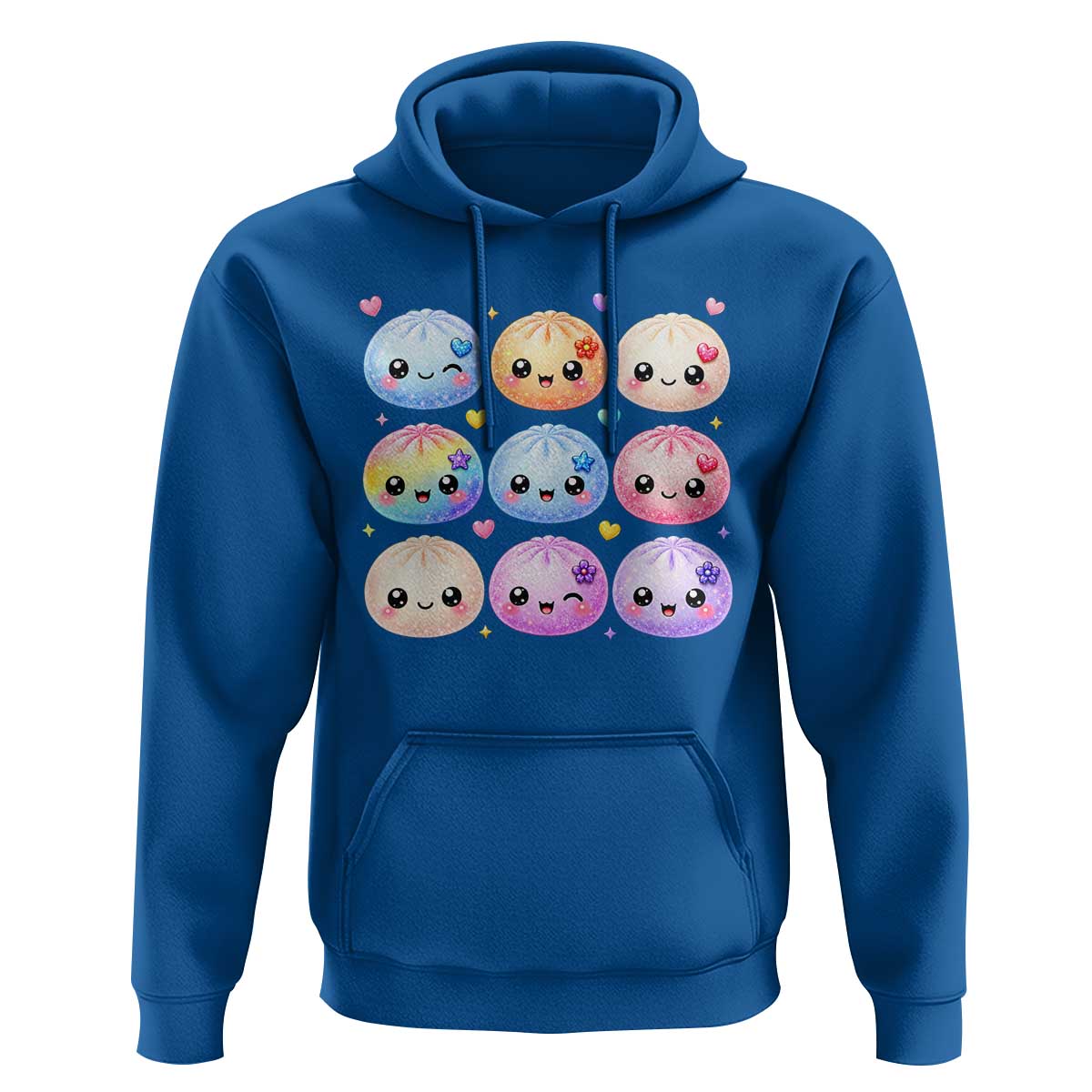 Kawaii Glitter Dumpling Bao Dim Sum Graphic Hoodie Cute Pastel Foodie Squishy Hearts and Flowers