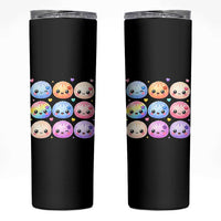 Kawaii Glitter Dumpling Bao Dim Sum Graphic Skinny Tumbler Cute Pastel Foodie Squishy Hearts and Flowers