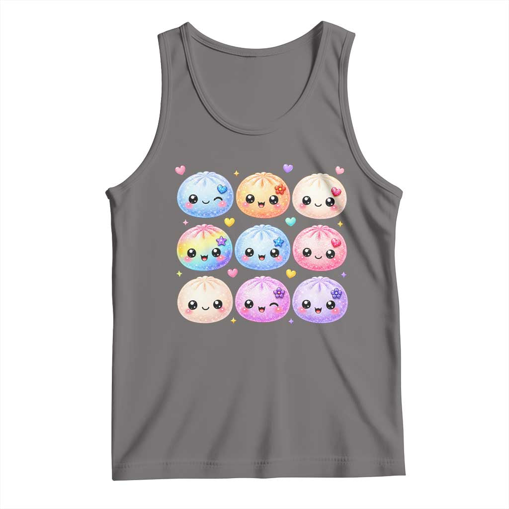 Kawaii Glitter Dumpling Bao Dim Sum Graphic Tank Top Cute Pastel Foodie Squishy Hearts and Flowers