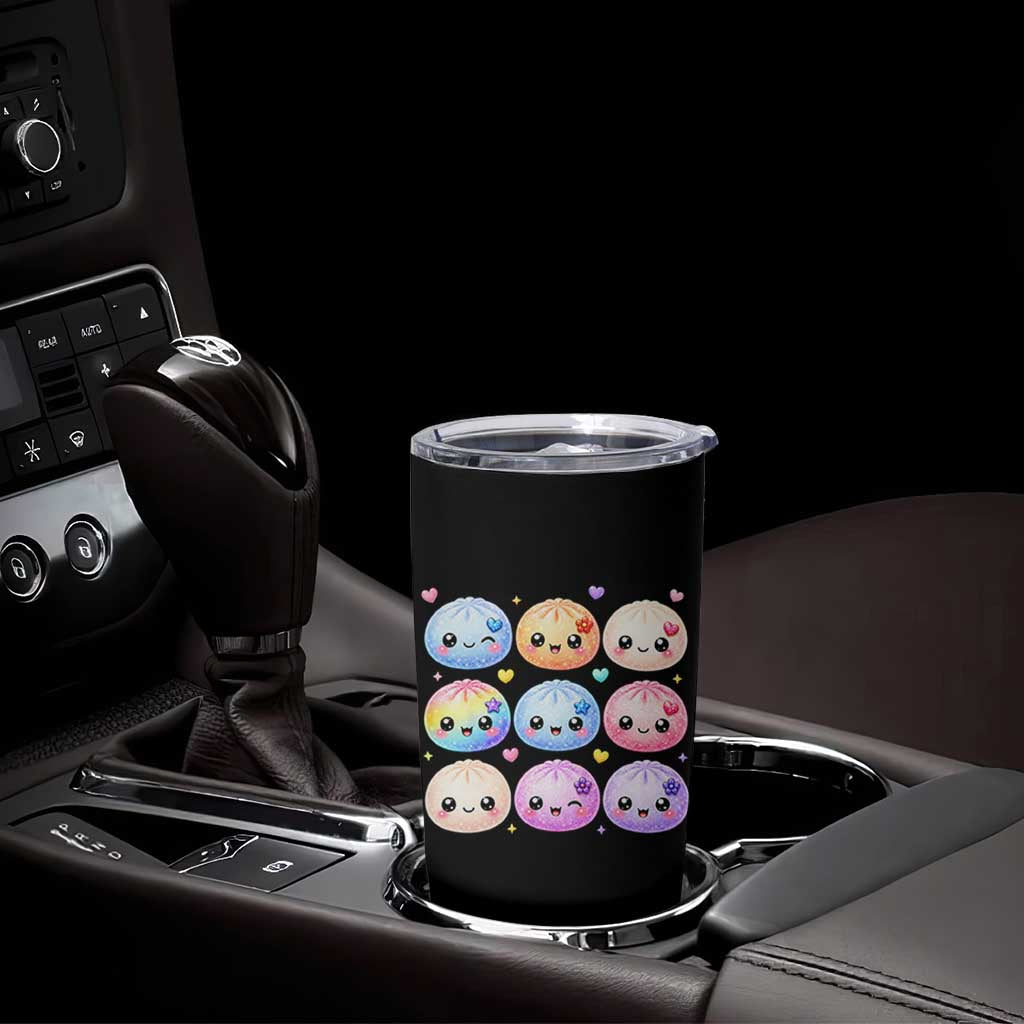 Kawaii Glitter Dumpling Bao Dim Sum Graphic Tumbler Cup Cute Pastel Foodie Squishy Hearts and Flowers