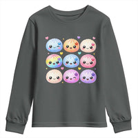 Kawaii Glitter Dumpling Bao Dim Sum Graphic Youth Sweatshirt Cute Pastel Foodie Squishy Hearts and Flowers