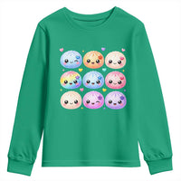 Kawaii Glitter Dumpling Bao Dim Sum Graphic Youth Sweatshirt Cute Pastel Foodie Squishy Hearts and Flowers